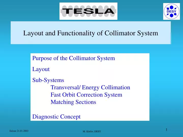 layout and functionality of collimator system