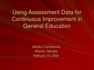 Using Assessment Data for Continuous Improvement in General Education