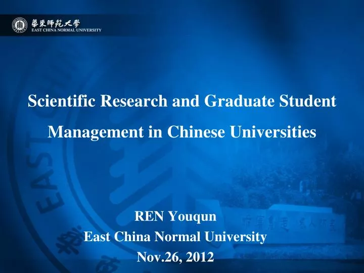 scientific research and graduate student management in chinese u niversit ies