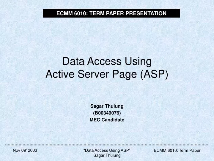 data access using active server page asp