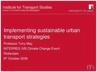Implementing sustainable urban transport strategies