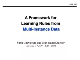 A Framework for Learning Rules from Multi-Instance Data