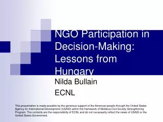NGO Participation in Decision-Making: Lessons from Hungary