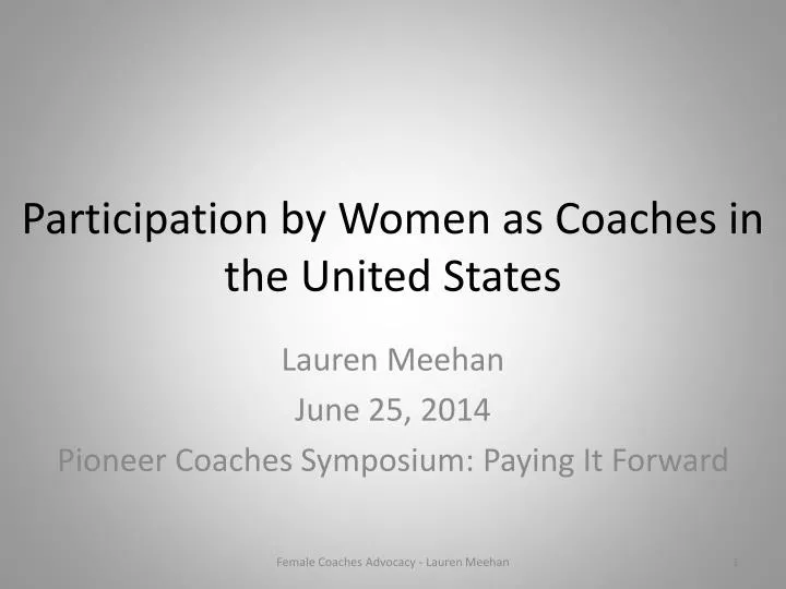 participation by women as coaches in the united states