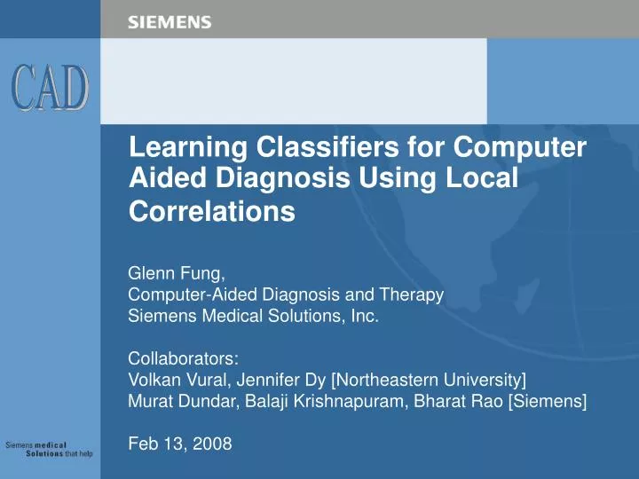 learning classifiers for computer aided diagnosis using local correlations