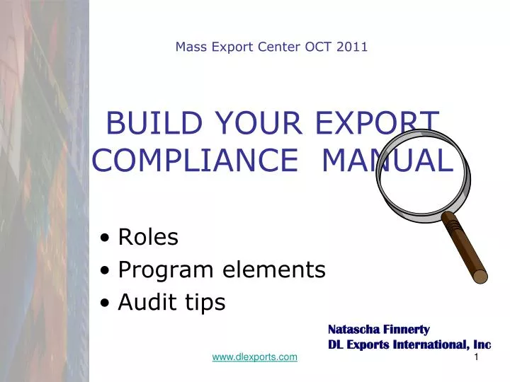 mass export center oct 2011 build your export compliance manual