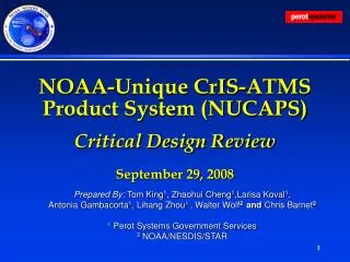 NOAA-Unique CrIS-ATMS Product System (NUCAPS) Critical Design Review September 29, 2008