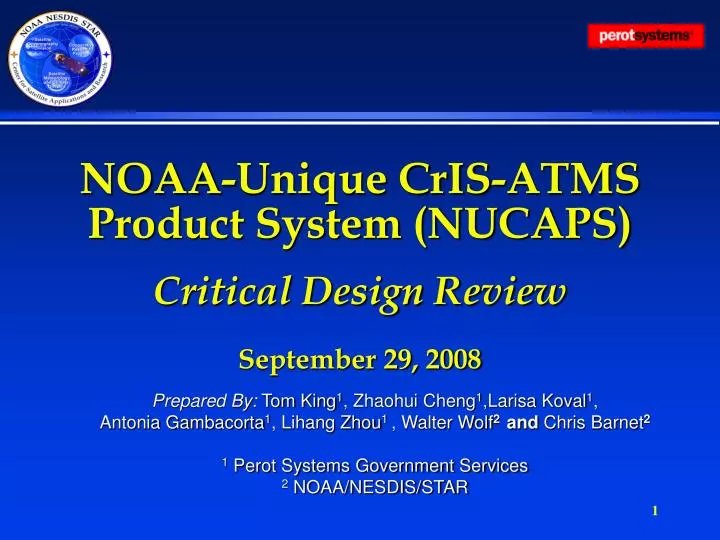 noaa unique cris atms product system nucaps critical design review september 29 2008