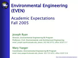 Environmental Engineering (EVEN) Academic Expectations Fall 2005