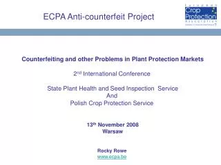ECPA Anti-counterfeit Project