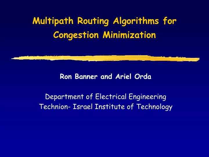 multipath routing algorithms for congestion minimization