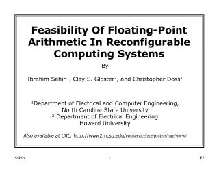 Feasibility Of Floating-Point Arithmetic In Reconfigurable Computing Systems