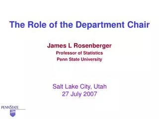 The Role of the Department Chair