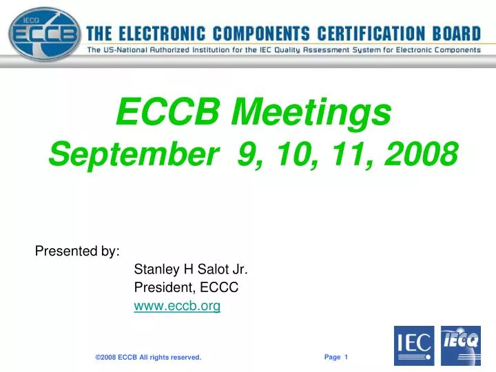 eccb meetings september 9 10 11 2008