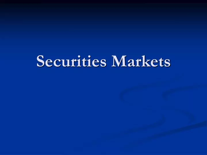 securities markets