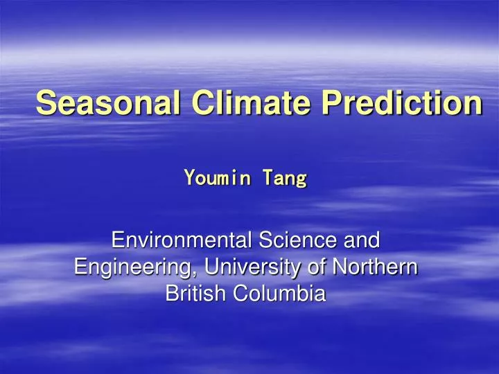 seasonal climate prediction