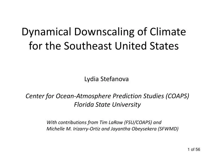 dynamical downscaling of climate for the southeast united states
