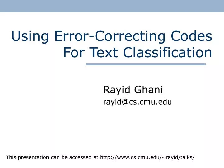 using error correcting codes for text classification
