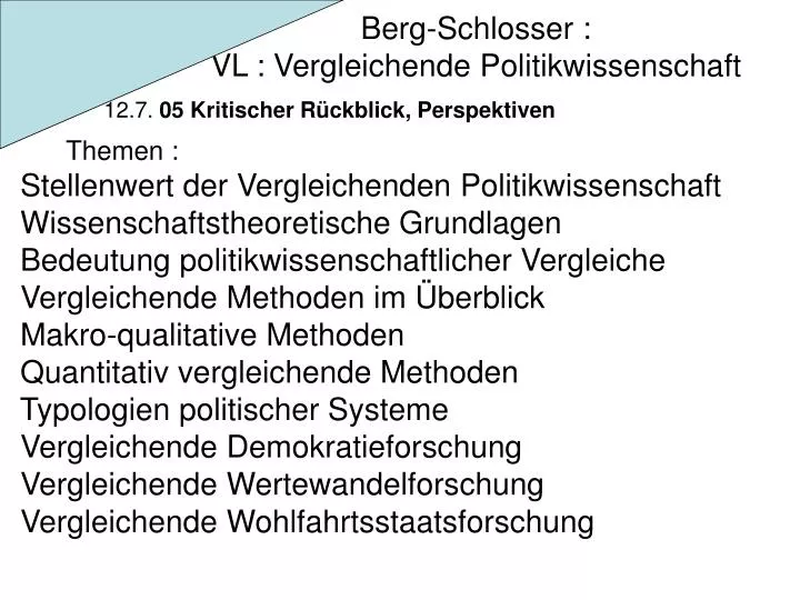 berg schlosser vl vergleichende politikwissenschaft