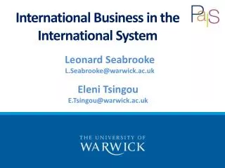 Leonard Seabrooke L.Seabrooke@warwick.ac.uk