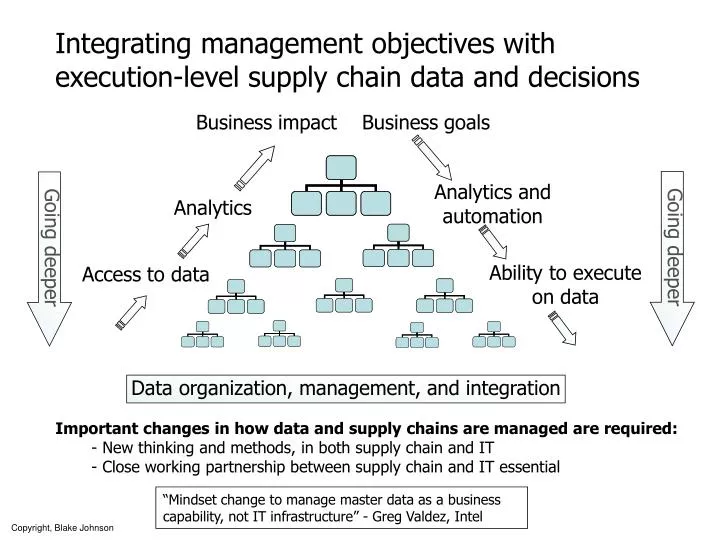 integrating management objectives with execution level supply chain data and decisions