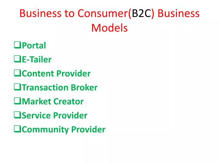 business to consumer b2c business models