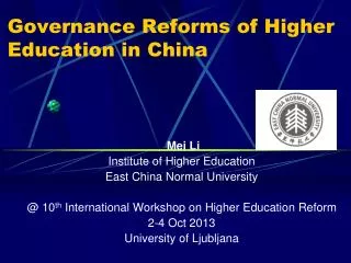 Governance Reforms of Higher Education in China
