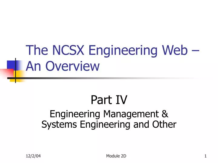 the ncsx engineering web an overview