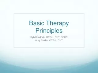 Basic Therapy Principles