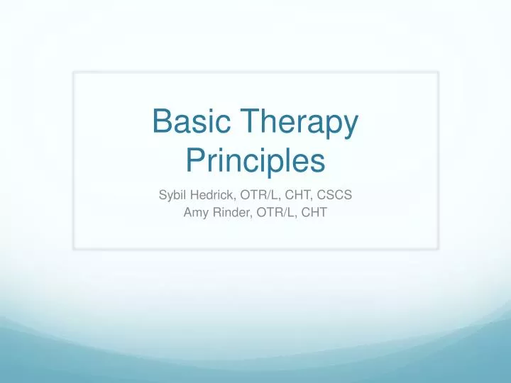 basic therapy principles