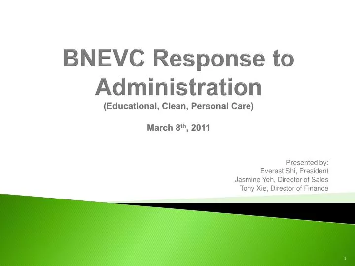 bnevc response to administration educational clean personal care march 8 th 2011