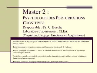 Master 2 PPC : SEMESTRE 3 420 heures - 30 ECTS