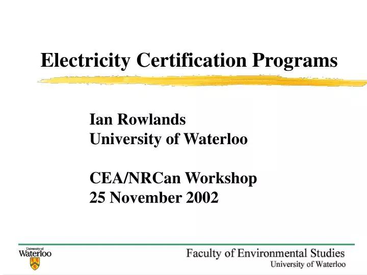 electricity certification programs