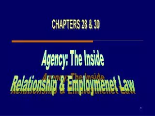 Agency: The Inside Relationship &amp; Employmenet Law
