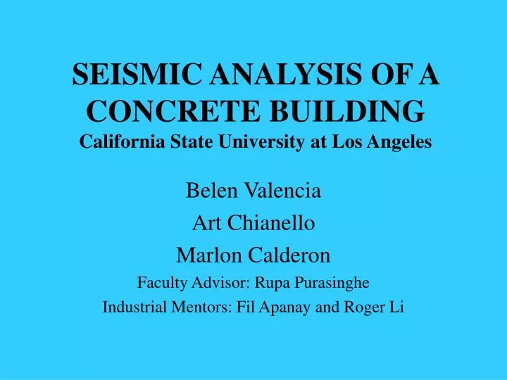 seismic analysis of a concrete building california state university at los angeles
