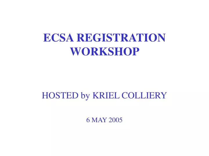 ecsa registration workshop