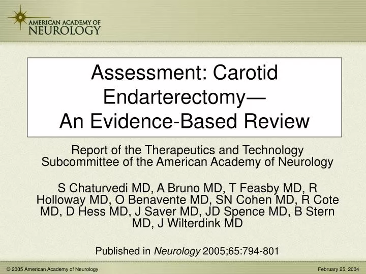 assessment carotid endarterectomy an evidence based review