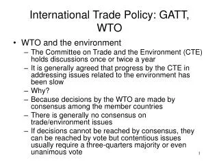 International Trade Policy: GATT, WTO