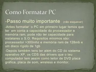 como formatar pc