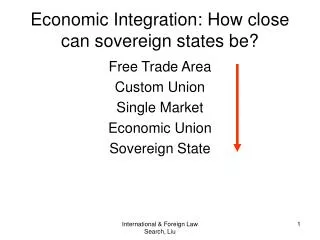 Economic Integration: How close can sovereign states be?