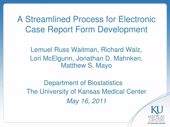 a streamlined process for electronic case report form development