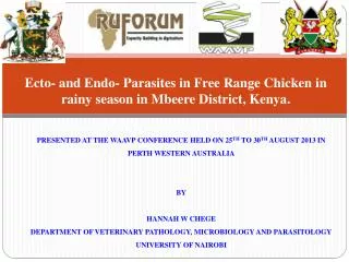 Ecto- and Endo- Parasites in Free Range Chicken in rainy season in Mbeere District , Kenya.