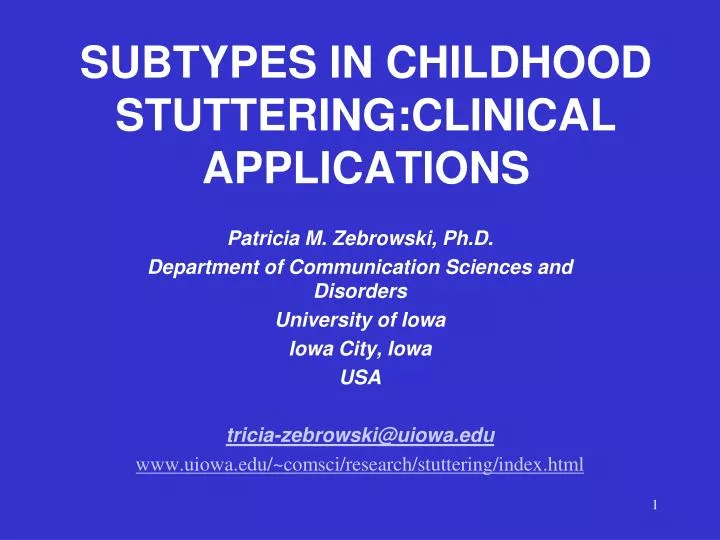 subtypes in childhood stuttering clinical applications