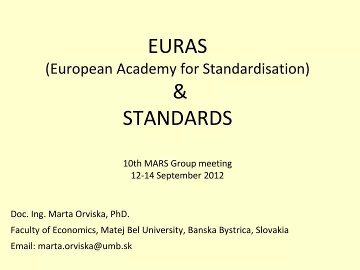 euras european academy for standardisation standards 10th mars group meeting 12 14 september 2012