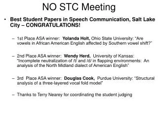 NO STC Meeting