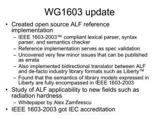 WG1603 update