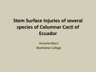 Stem Surface Injuries of several species of Columnar Cacti of Ecuador