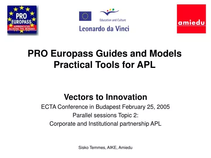 pro europas s guides and models practical tools for apl