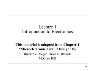 Lecture 1 Introduction to Electronics