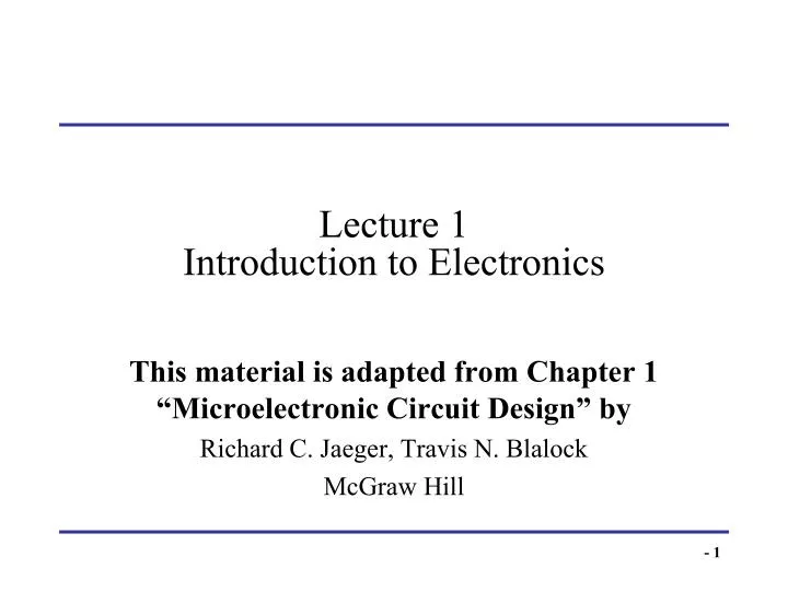 lecture 1 introduction to electronics